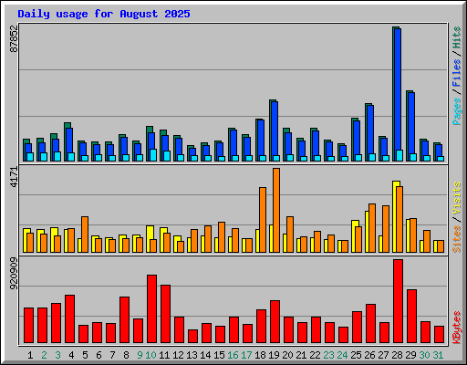 Daily usage for August 2025